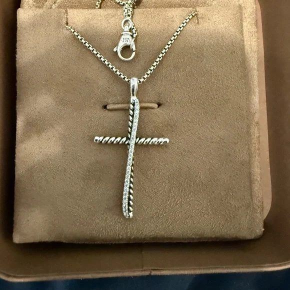 David Yurman Silver Cross Necklace - Picture 2 of 5